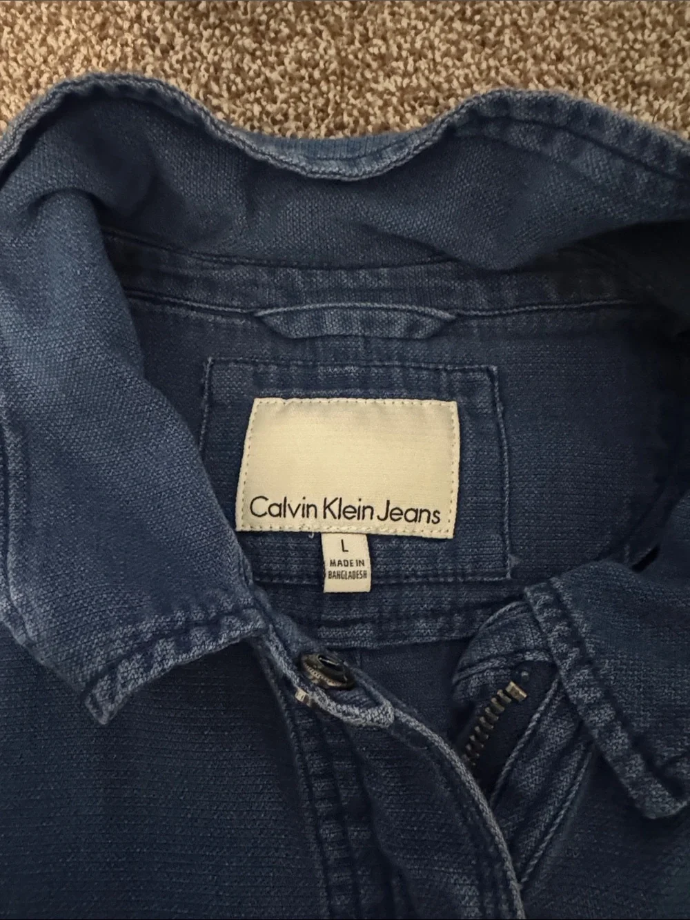 Calvin Klein Jeans Indigo Blue Utility Jacket with Drawstring - Picture 2 of 6
